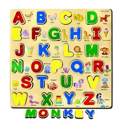 FunBlast 3D Wooden Capital Letter Alphabet Puzzle Board with Pictures 27 Pieces - Multicolor-image-36