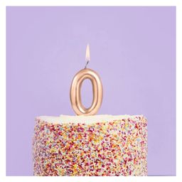Bubble Trouble Numerical Cake Topper Candle Number 0 - Golden-9