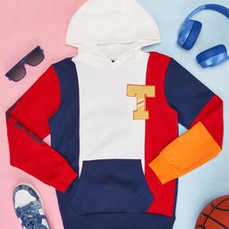 Pantaloons Junior Full Sleeves Colour Block Detailed Hoodie - Multi Colour-image-1