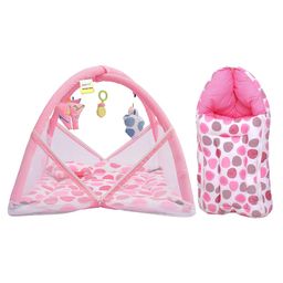 Toddylon New Born Baby Bedding Set Mattress with Mosquito Net & Sleeping Bag Combo - Pink-4