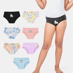 Plan B Pack Of 7 Clouds & Unicorn  Printed Panties -Multi Colour-image-22