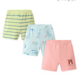 Babyoye 100% Cotton Knit With Eco Jiva Finish Shorts With Giraffe Print Pack of 3- Multicolor-image-72