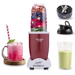 Wonderchef Nutri-blend Activ Mixer Grinder Blender, Smoothie Maker, 500W 22000 RPM 100% Full Copper Motor, 2 Unbreakable Jars, SS Blades, 2 Year Warranty, Recipe book by Chef Sanjeev Kapoor, Red-9