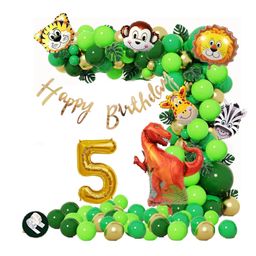 Bubble Trouble Jungle Theme Birthday Decoration Kit/Dinasour Jungle Theme Party Decoration/Animal Foil Balloon For Kids/Animal Theme 5TH Birthday Party Decorations/Animal Balloon Theme Set(72pcs)-image-21