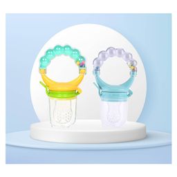 The Cheeky Kidzz Baby Fresh Fruit Vegetable Food Feeder Nibbler Rattle Teether BPA Free For Babies/Toddlers/Newborns (Blue,Yellow)-12