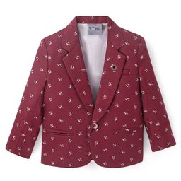 Dapper Dudes Full Sleeves Abstract Printed Blazer - Maroon-image-61