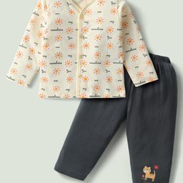 Tango Single Jersey Knit Full Sleeves Night Suit with Sun Print - Cream-image-75