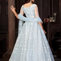 Warthy Ent Embroidered Net Semi-Stitched Lehenga & Unstitched Blouse With Dupatta image 2