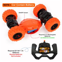 Fiddlerz Remote Control Stunt Car Toy for Boys 2.4GHz 4WD Twist Stunt Double Side High Speed - Orange image 2