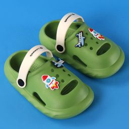 Cute Walk by Babyhug Clogs With Backstrap Closure Dino & Clover Appliques - Green image 2