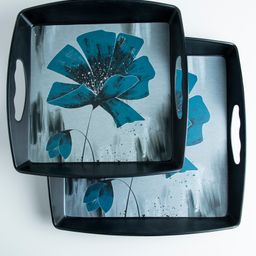 Superware Melamine Serving Tray Set Ink Blossom Matte (Set Of 2) image 2