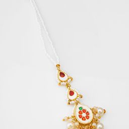 aadita Gold-Plated Kundan Studded Maang Tikka Head Jewellery image 3