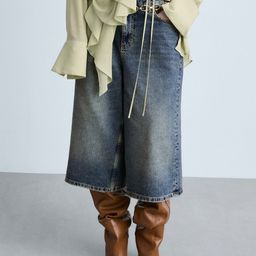MANGO Women Wide-leg Pure Cotton Denim Shorts-picture-39
