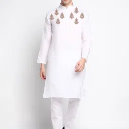 PulseIQ Men Ethnic Motifs Printed Regular Straight Knee Length Kurta with Pyjamas-picture-16
