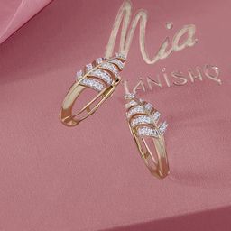 Mia by Tanishq Women Leaf Luxe 14 KT Gold & Diamond Hoop Earrings -3.406g-image-91