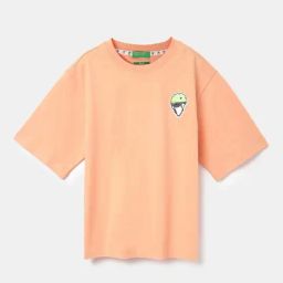 United Colors of Benetton Kids Peach Cotton Printed T-Shirt-image-9
