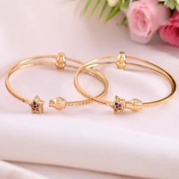 VOJ Gold Plated Stone Studded Star Shaped Classic Bangles Set of 2-20