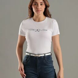 TOMMY HILFIGER White Embroidered Logo Regular Fit Cotton T-Shirt-picture-17