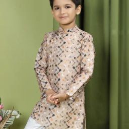 TABARD Kids Beige Printed Full Sleeves Kurta-picture-49