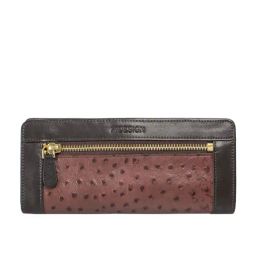 Hidesign Libra Ostrich Embossed Mel Ran Brown Textured Bi-Fold Wallet for Women-31