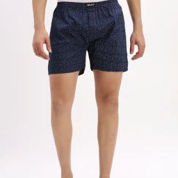 Showoff Navy Blue Slim Fit Printed Boxer-image-43