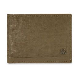 United Colors of Benetton Olive Barbon Textured RFID Protected Leather Slimfold Wallet-24