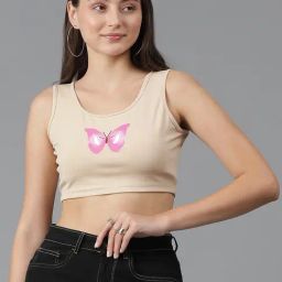 Kotty Beige Printed Crop Top-picture-20