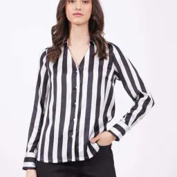 Fablestreet Black & White Striped Shirt-image-64