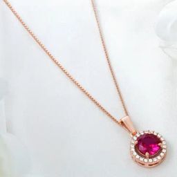 Zavya Solitaire Halo Rose Gold Plated 925 Sterling Silver Pendants for Women-image-94