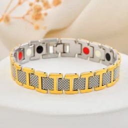 VOJ Silver & Gold Plated Stylish Geometrical Shaped Bracelets for Men-image-50