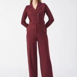 Iconic Red Polyester Solid Full Sleeves Jumpsuit-picture-24