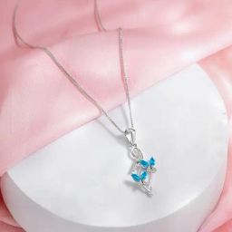 Zavya Blue Butterfly Rhodium Plated 925 Sterling Silver Pendants for Women-image-12