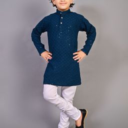VALUE CREATION Boys Embroidered Band Collar Straight Kurta With Pyjamas-97