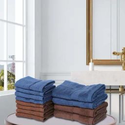 BIANCA [12pc] Zero-Twist 100% Cotton Ultra-Fluffy Towels -4pc Hand, 8pc Face (paradiso)-navy/choco-image-4