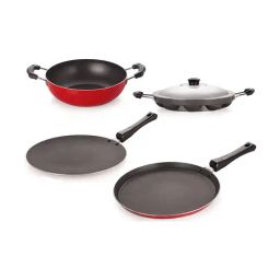 Nirlon Non-Stick Red Aluminium Cookware Combo Set of 4 Pieces-4