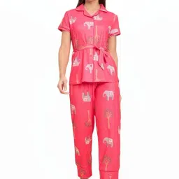 Sweet Dreams Pink Printed Shirt Pyjama Set-image-41