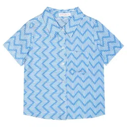 Budding Bees Kids Blue Printed Shirt-image-77