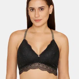 Zivame Black Lace Non-Padded Double Layered Bralette-image-1