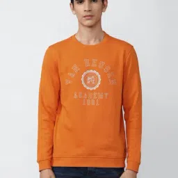Academy By Van Heusen Orange Cotton Slim Fit Printed SweatShirt-33
