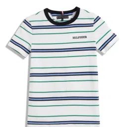 Tommy Hilfiger Kids White Base & Green Striped Archive Fit T-Shirt-image-60