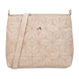 Metro Beige Embroidered Medium Sling Handbag-image-78