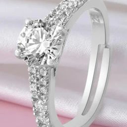 Zavya Solitaire Rhodium Plated 925 Sterling Silver Ring for Women-image-39