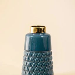Whispering Homes Blue & Gold Carafe Ceramic Vase-image-64