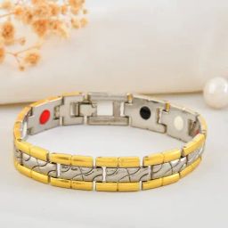 VOJ Silver & Gold Plated Textural Designed Linked Shaped Bracelets for Men-image-97