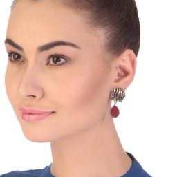 Imli Street Red & Golden Drop Earrings-picture-45