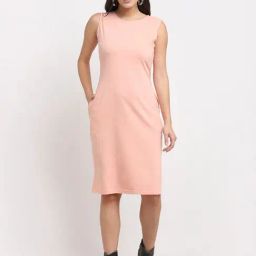 BRINNS Peach Midi A Line Dress-image-68
