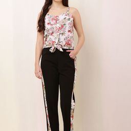 Mast & Harbour Printed Shoulder Strap-Neck Top With Trouser Co-Ords-picture-18