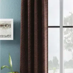 Bianca D`ROMANIO Brown Faux Silk 5 Ft. Window Curtain-36