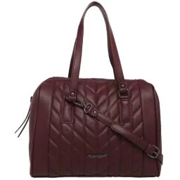 Marina Galanti Maroon Quilted Medium Bowler Bag-image-17