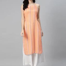 Rang gali Orange Striped Straight Kurta-image-23